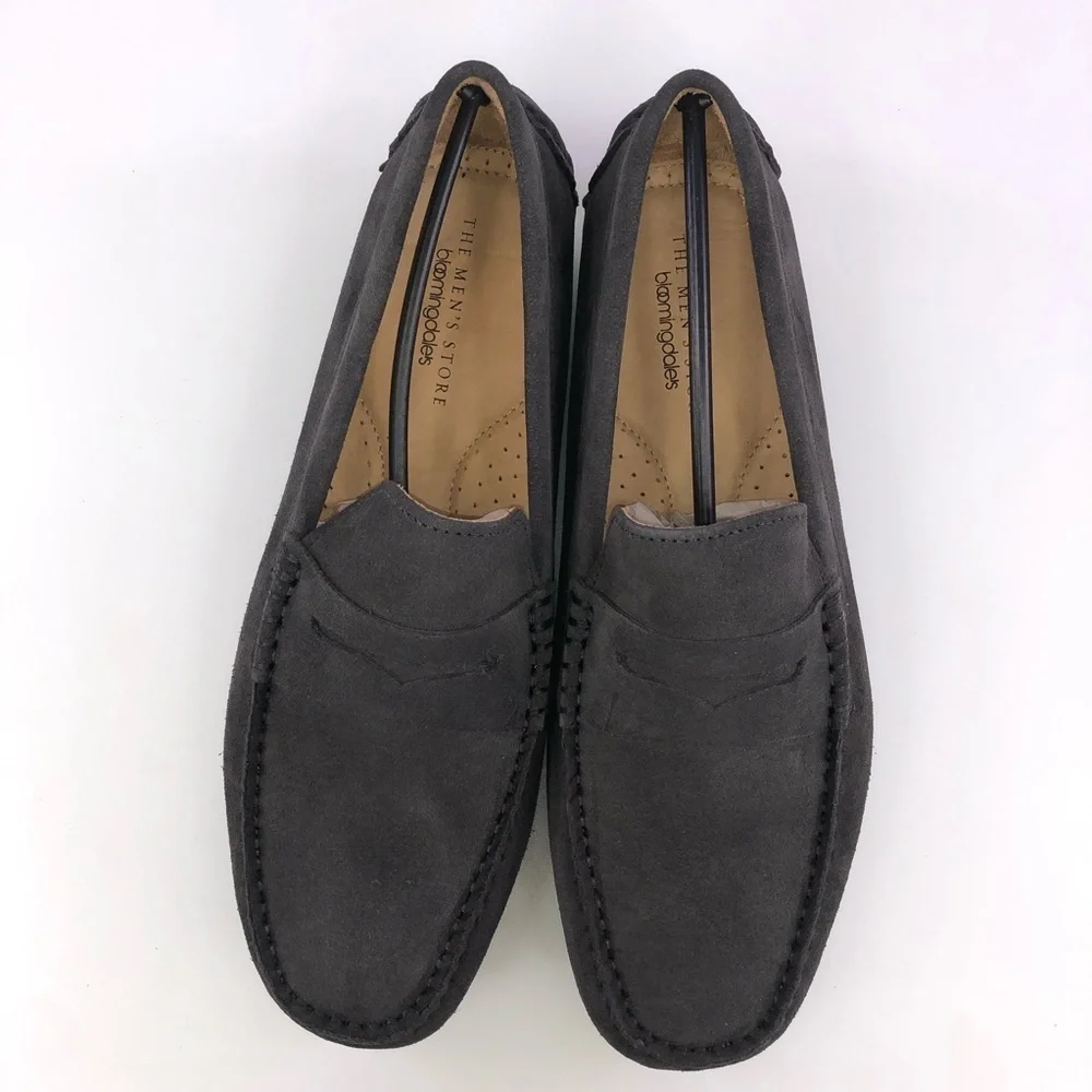 The Men's Store at Bloomingdale's Men's Penny Loafer Drivers Suede Charcoal